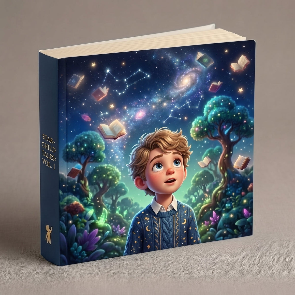 Softcover personalized children's book cover with one child hero
