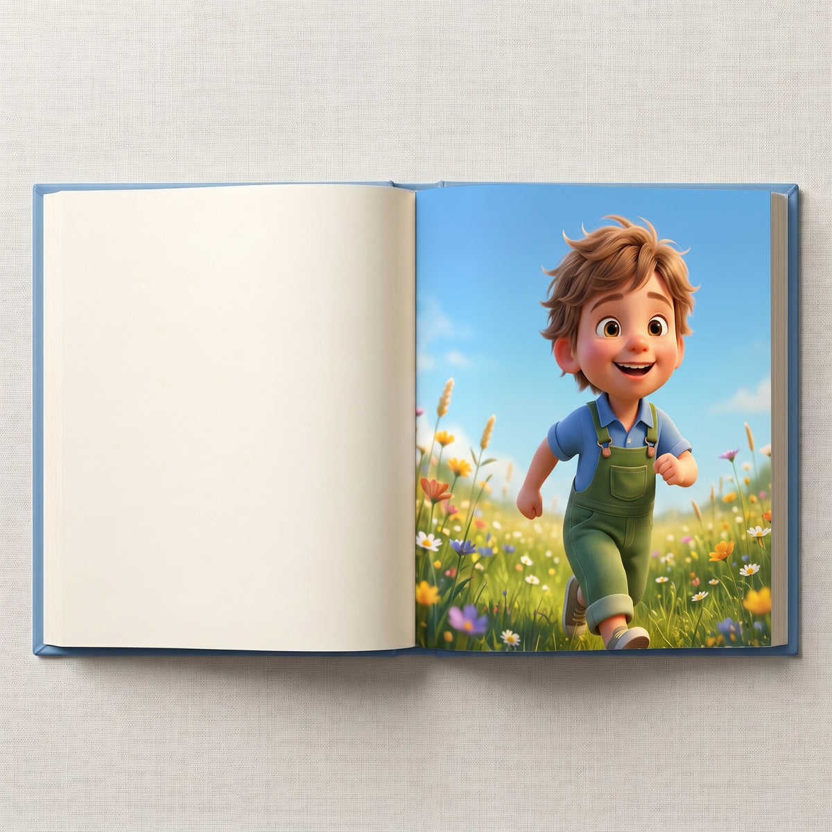 Open book showing a full-page story illustration